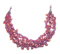 : Bold and Beautiful Crocheted Pearls Necklace