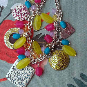 Colorful Eye Candy Metal Stamped Necklace