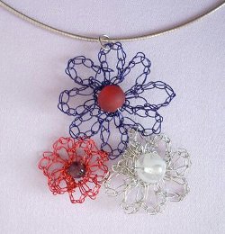 Crochet Wire Flower Pendant