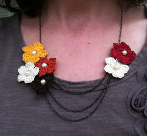 Fall Flowers Crochet Necklace