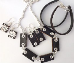 Upcycled Leather Jewelry Set