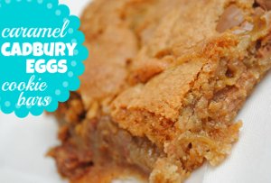 Caramel Cadbury Eggs Cookie Bars