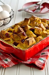 Eggnog Strata with Tangerine and Cranberry