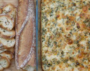 Smoked Cheddar, Spinach, and Arugula Dip