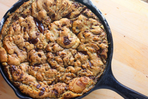 One Pan Dark Chocolate Chunk Skillet Cookie