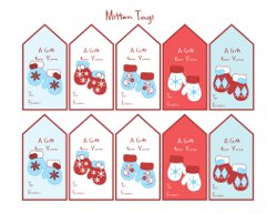 Mitten Gift Tags and Background
