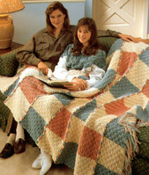 Azure and Orange Basketweave Afghan