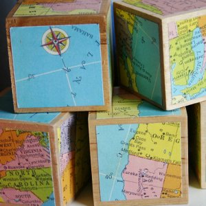 Vintage Map Blocks