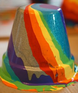 Drip Painted Rainbow Pots