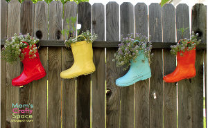 Recycled Rainboot Planters
