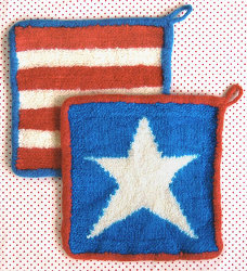Knit Stars and Stripes Felted Hot Pad