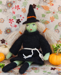 Knit Halloween Witch Doll