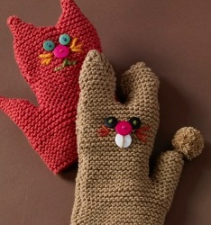 Knitted Bunny Bath Mitt