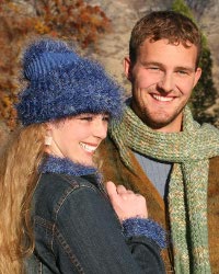 Knit Flop-Over Blue Hat