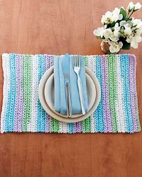 Knit Sugar'n Cream Stripes Placemat