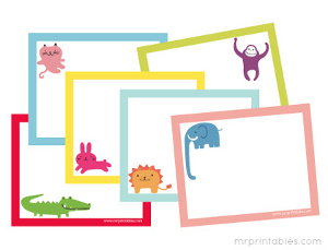 Happy Animals Printable Note Cards 
