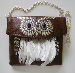 Leather and Feather Purse