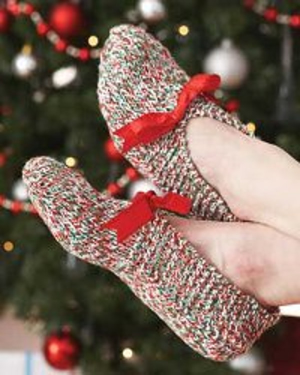 Holiday Knit Slippers | FaveCrafts.com