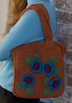 Felted Posy Flower Bag Crochet Pattern from Red Heart | FaveCrafts