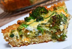 Broccoli and Cheddar Quiche with a Brown Rice Crust