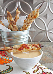 Braided Chicken Skewers with Peanut Sauce