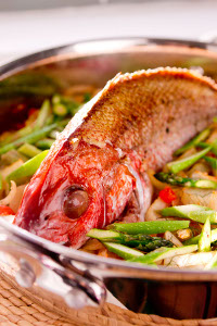 Roast Snapper with Spring Vegetables