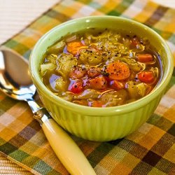 Ham and Cabbage Soup with Red Bell Peppers