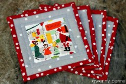 Fussy Cut Christmas Shopping Coasters