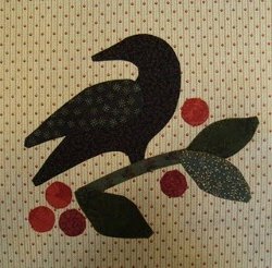 Crow on Berry Branch Applique
