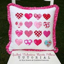 Quilted Valentine Hearts Pillow