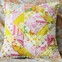 Vintage Sheet Half Square Triangle Pillow