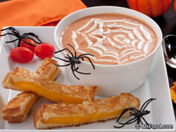 Bloody Tomato Soup with Grilled Cheese Fingers