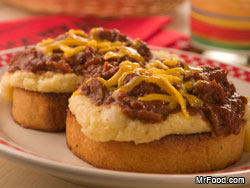 Open Face BBQ Beef and Grits 
