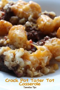 Beefy Slow Cooker Tater Tot Bake