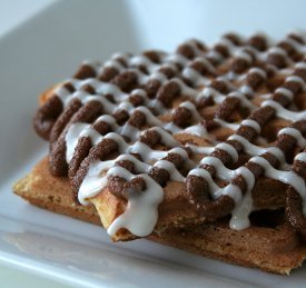 Ordinary waffles are transformed into the extraordinary with this delicious breakfast recipe. When you top waffles with gooey buttery cinnamon sugar and a drizzle of cream cheese icing, your family will be begging you for more. You won't find waffle recip