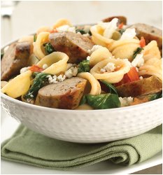ImageOrecchiette with Sundried Tomato Chicken Sausage and Spinach
