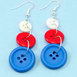 Red White and Buttons Earrings 