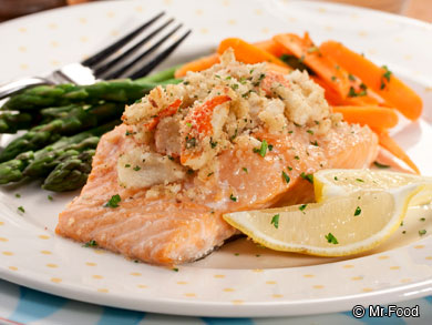 Crabmeat Stuffed Salmon | mrfood.com