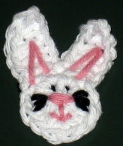 Free Crochet Pattern Bunny Face Applique | AllFreeCrochet.com